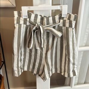 Club Monaco High Waist Gray and White Striped Shorts